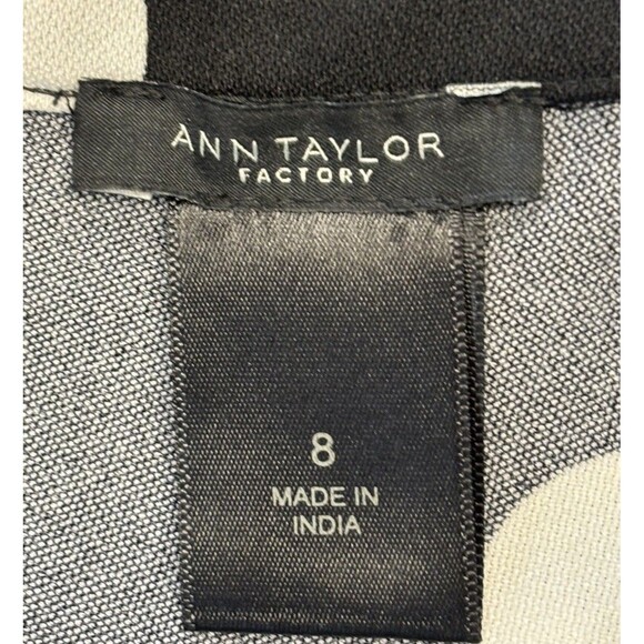 ANN TAYLOR POLKA DOT Fit And Flare Midi DRESS Sz 8 BLACK/WHITE Coquette - Picture 6 of 7